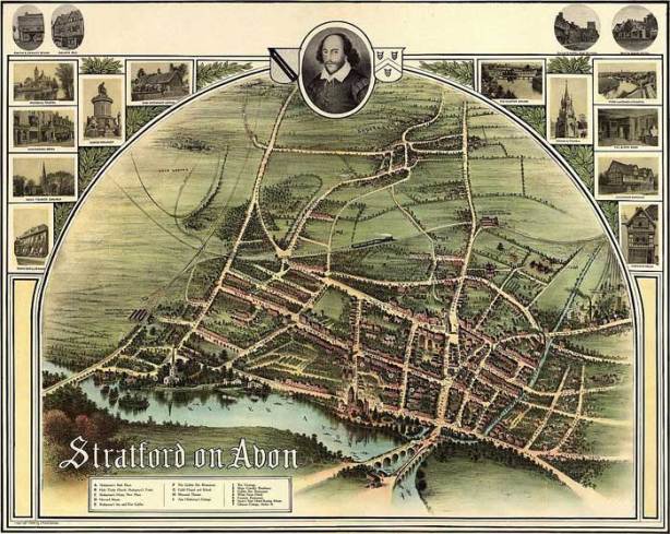 Stratford On Avon historic map 1902 Public Domain image